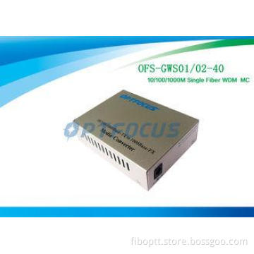 SM 40 Km Fiber Media Converter Single Mode SC 10 / 100 / 10